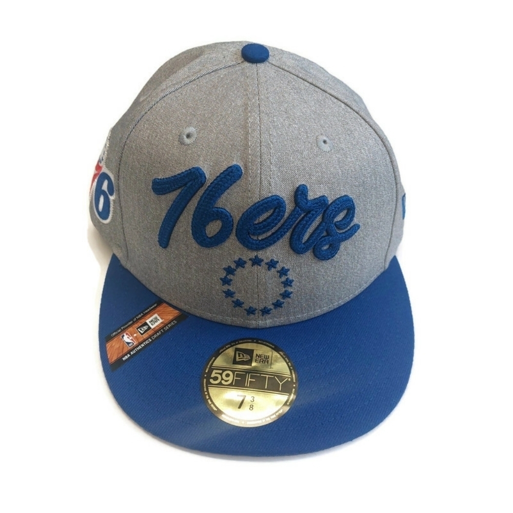 59Fifty Size 7 3/8 New Era Philadelphia 76ers Fitted Hat Cap Draft Series Gray